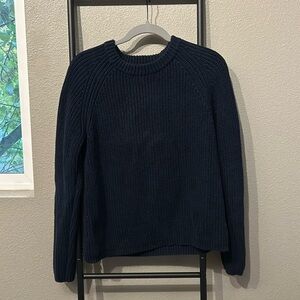 Quince organic cotton fisherman sweater in navy